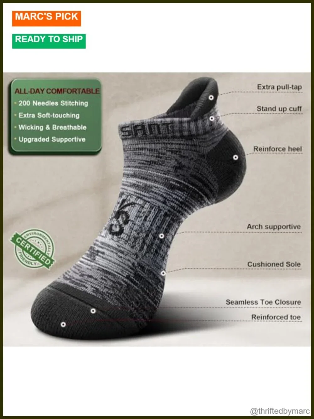6 Pairs Mens Running Athletic Compression Ankle Socks Cushioned Arch Support